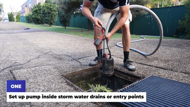 One:Set up pump inside storm water drains or entry points